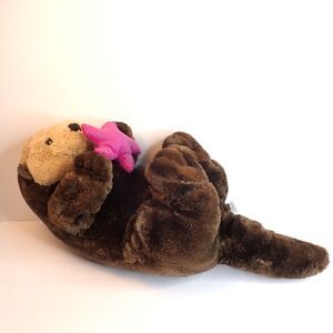 Unipak 17" Sea Otter Plush Holding Purple Starfish Soft Stuffed Animal Toy